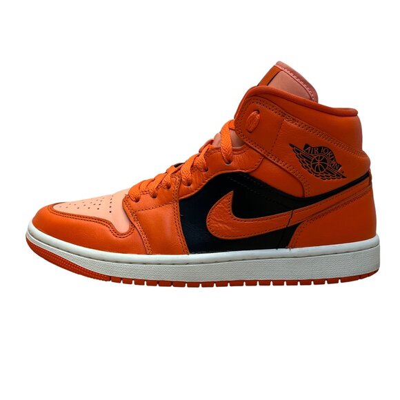 Nike Air Jordan Men’s Orange/Black Leather Mid High-Top Sneakers Size 8.5 - Picture 4 of 9